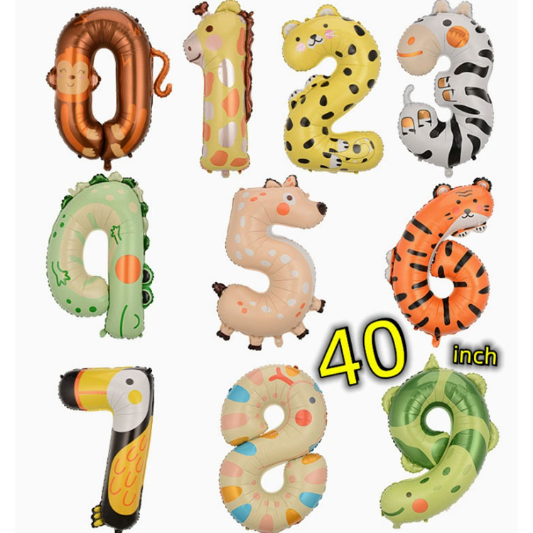 40-Zoll-Folienballons mit Tierzahlen