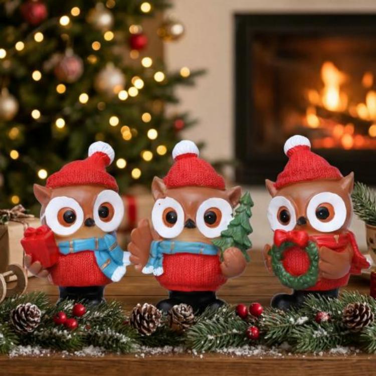 Weihnachtseule, dreiteiliges Ornament