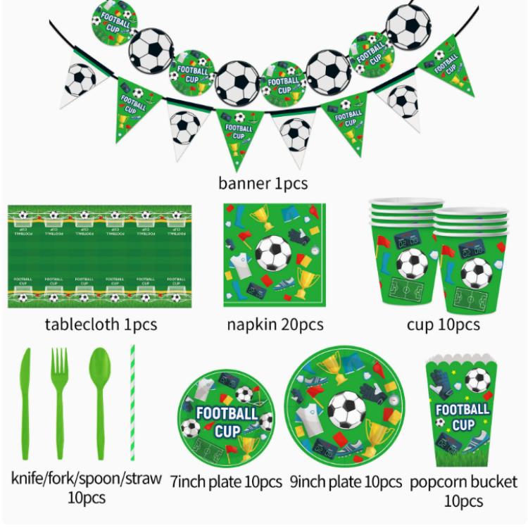 Fußball-Motto-Party-Dekoration, Einweg-Teller-Set