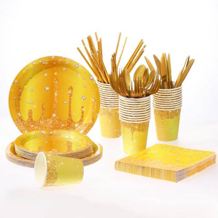 Goldfolienparty -Pappteller -Set