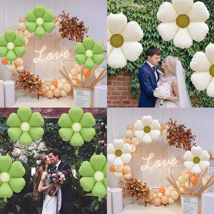 Six petal daisy foil balloon